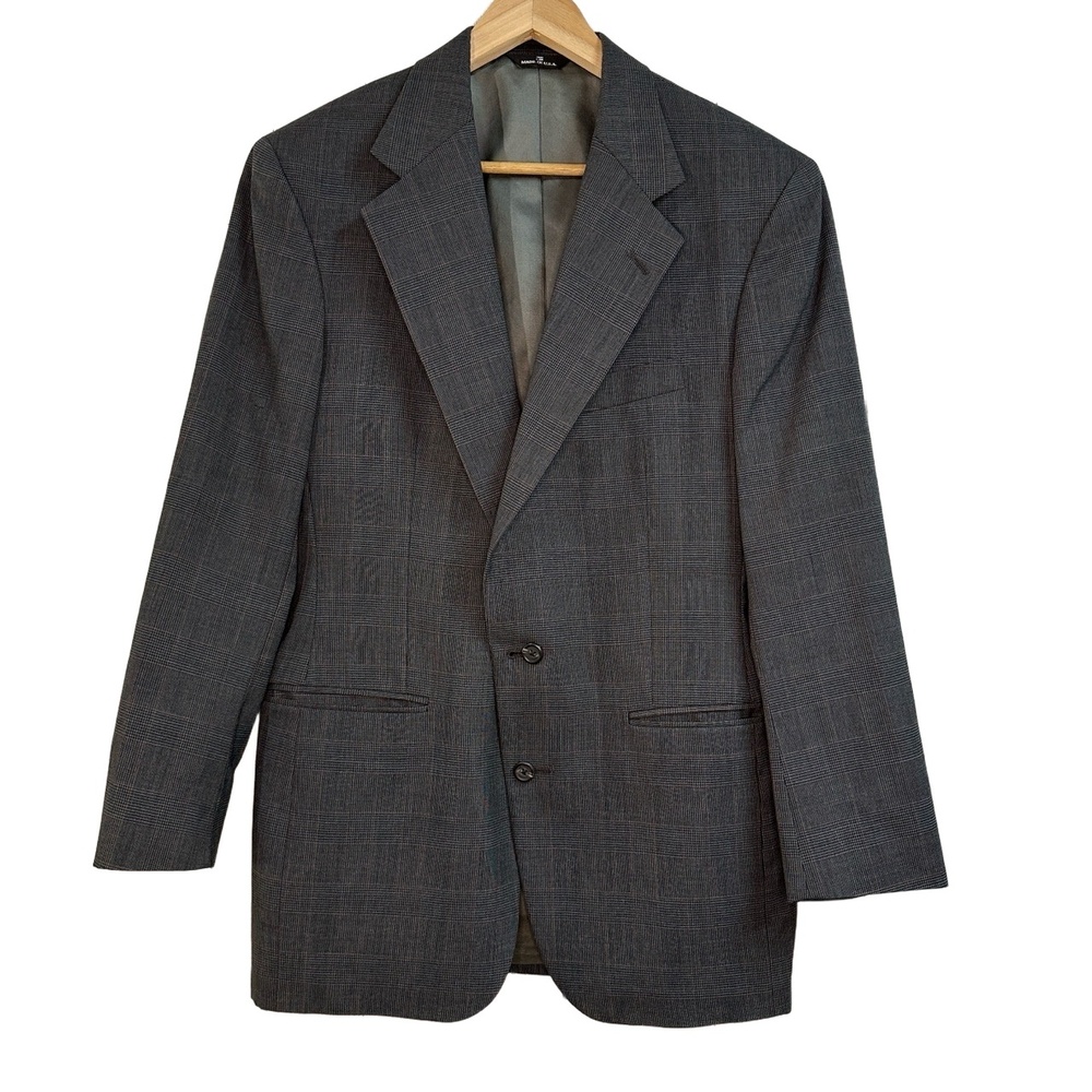 Polo University Club Ralph Lauren Mens Gray Plaid Wool Blazer Sport Coat USA 40R